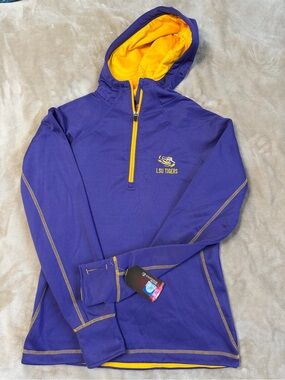 LSU Colosseum Women’s Sweatshirt Hoodie Purple Yellow 3/4 Quarter Zip Size M NWT